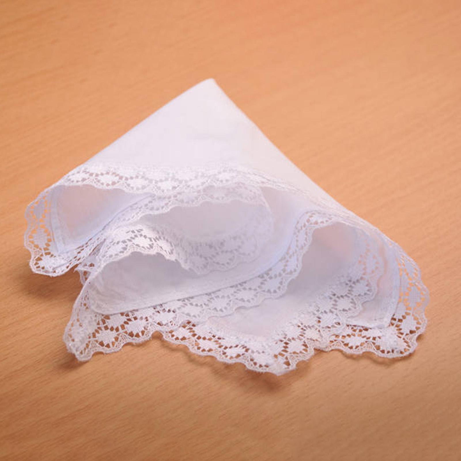 6x Pure White Lace Handkerchie - đánh giá và giá Handkerchief Cotton Men