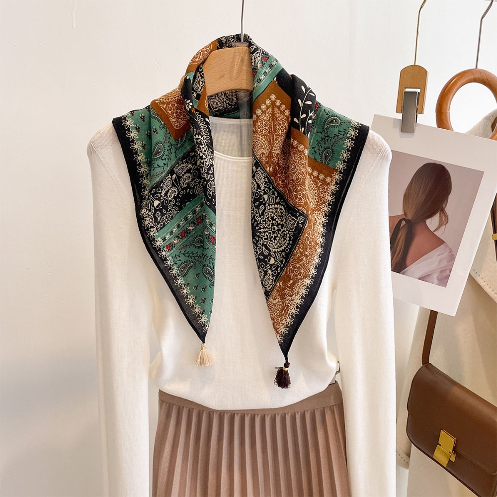 Tassel Scarf Women Square Cott - đánh giá và giá Bandana Cotton