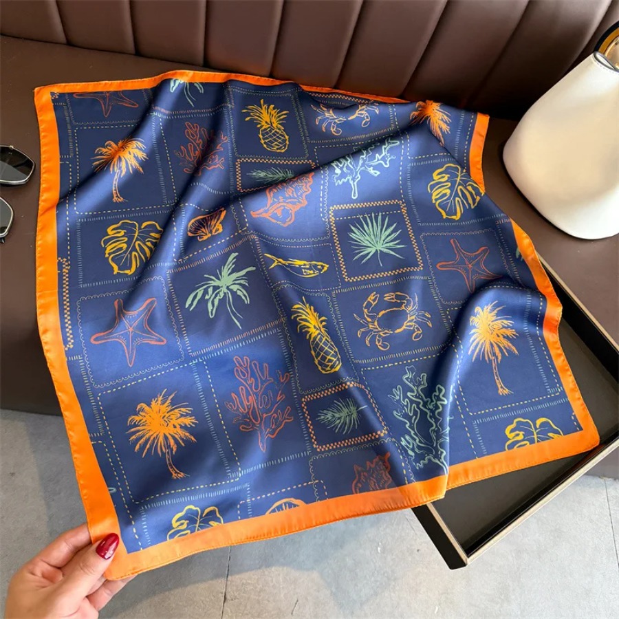 Blue Print Silk Square Scarf W - đánh giá và giá Bandana Cotton