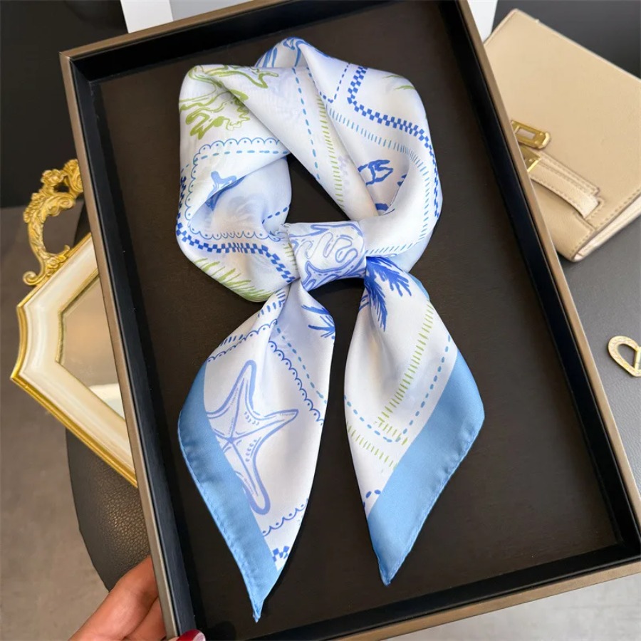 Blue Print Silk Square Scarf W - đánh giá và giá Bandana Cotton